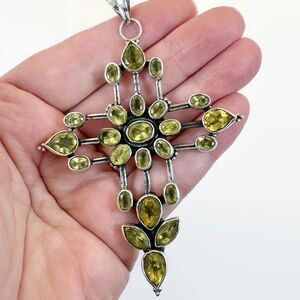 Vintage Cross Sterling Silver: Citrine 3 1/4" Long, Large, Gothic, Renaissance
